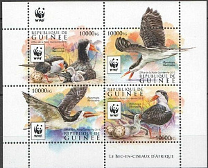 Гвинея, 2015, WWF, Птицы, 4 марки в малом листе